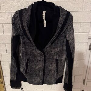 lululemon athletica Black and Gray Hooded Zip Jacket